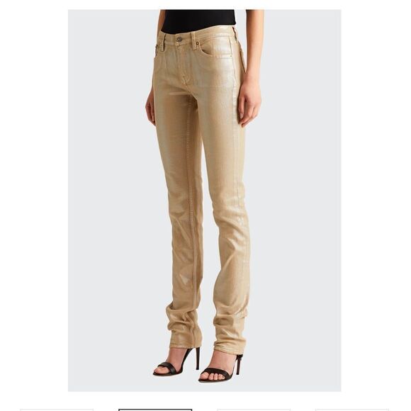 Ralph Lauren Pre-Spring Collection Sand Pearlescent Foil 160 Skinny Stretch Jean - Picture 14 of 16